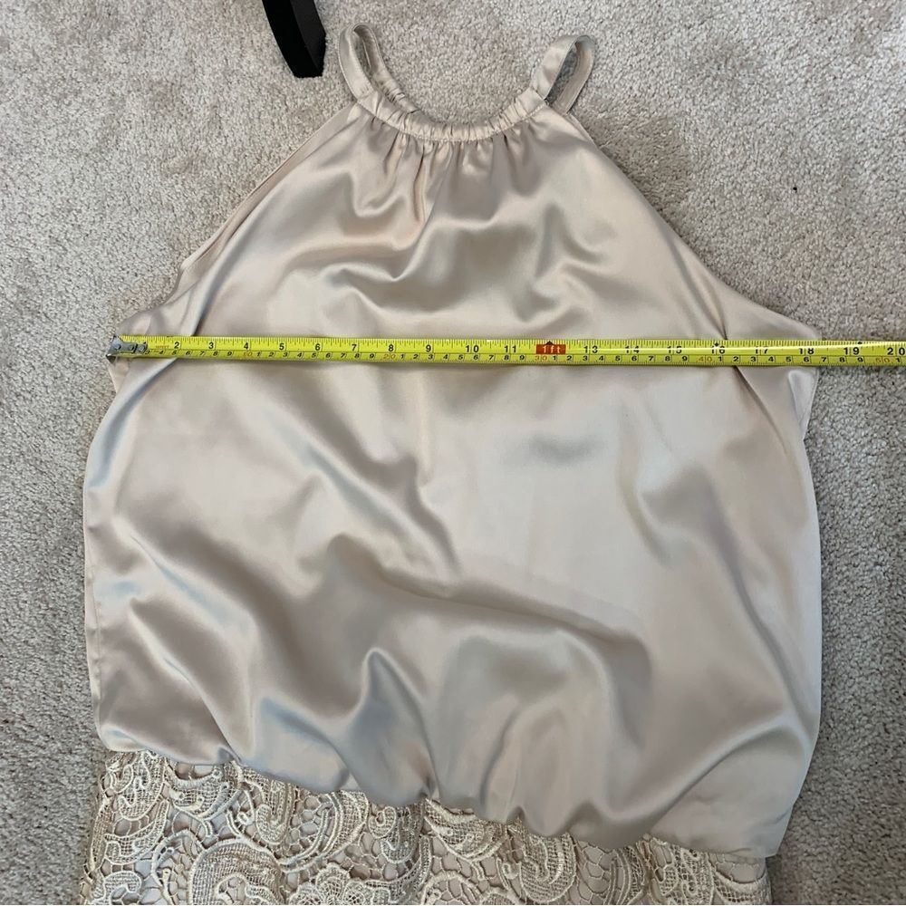 Adrianna Papell evening cream satin crochet lace halter dress Sz 6 - Picture 10 of 12